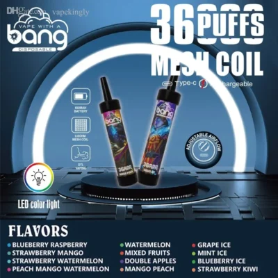 puff 36k MOQ 10pcs disposable vapes Rechargeable E Cigarettes Mesh Coil 40ML E-liquid LED color light vaper bang 36000