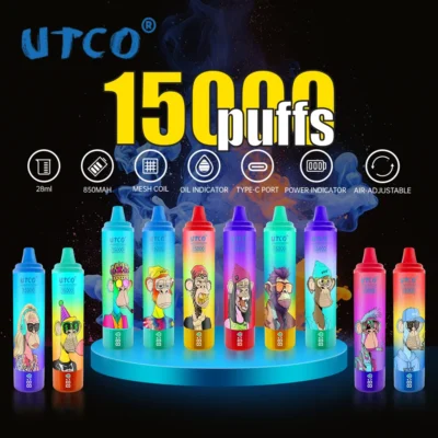 Original UTCO Tornado 15000 Puffs Disposable E cigarettes Vape Pen 25ml Pod 850mah Recharge Battery China Wholesale Vaper Desechable