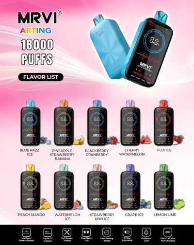 Mrvi 18K Puffs Arting Vape Bar E-Cigarettes 26ml with Full Screen Display Wholesale Disposable Vape Shop Near Me 18000 Puffs