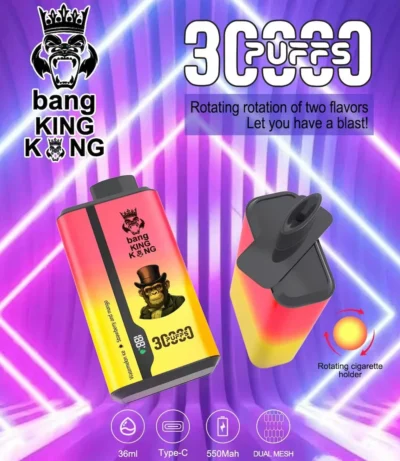 Bang king 30000 30k Puffs 0% 2% 3% 5% Nicotine Double Taste LCD Display Disposable Vape