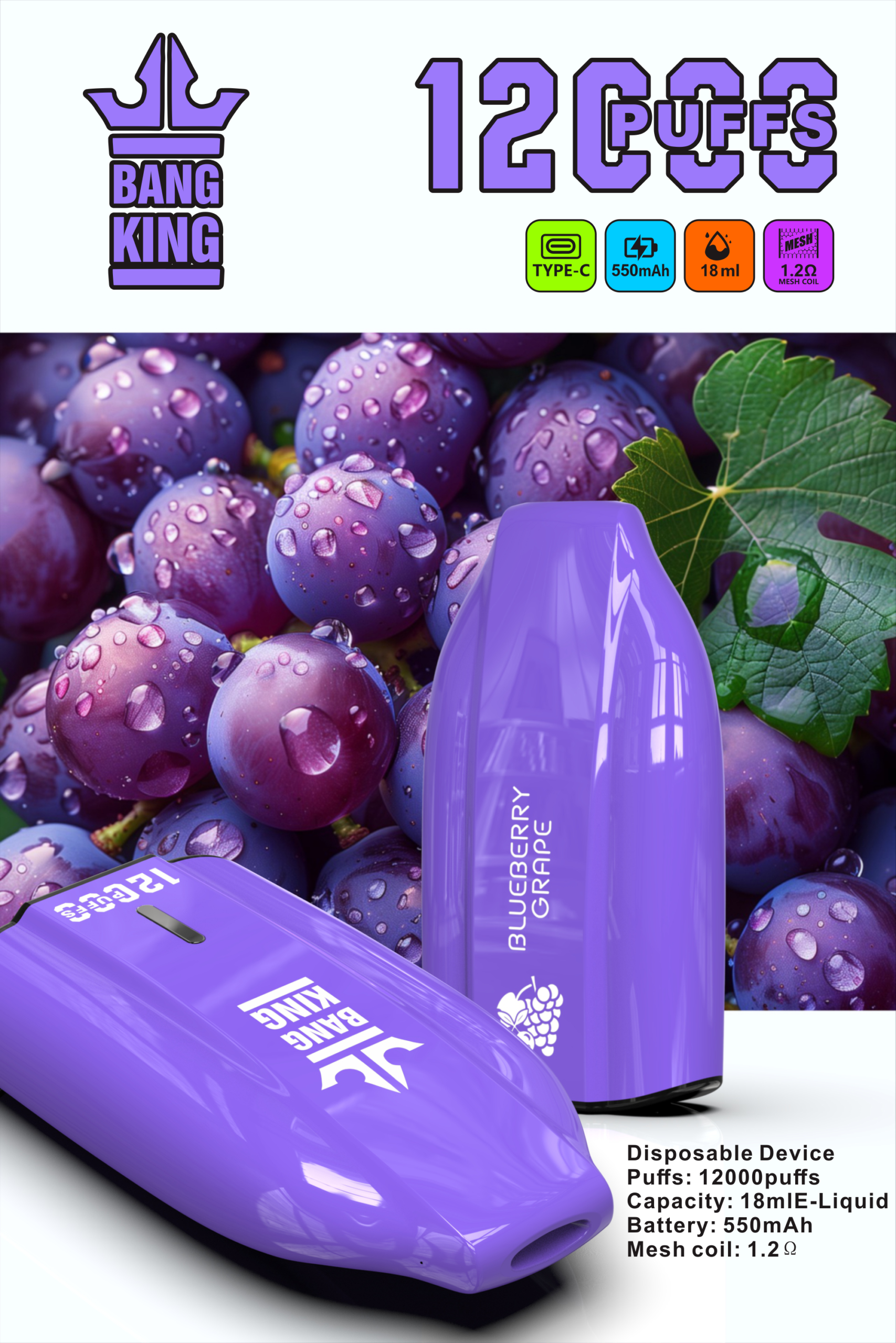 8 Bang king 12k Puffs Disposable E cigarettes Vape Pod Device 650mAh Battery 18ml Prefilled Cartridge Stick puff 12000 tornado - Image 5