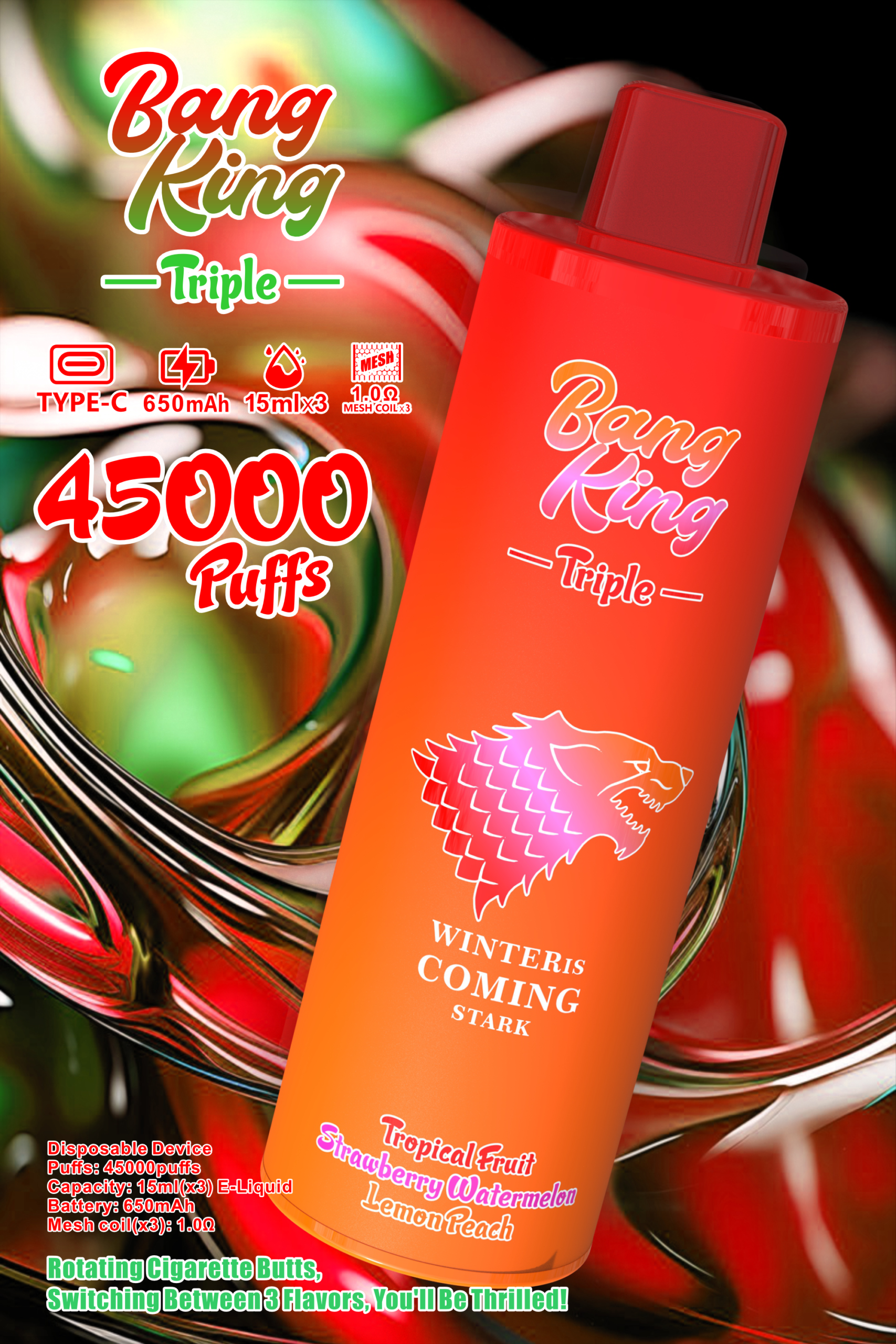 5 Bang King Triple 45000 45K Puffs 3 In 1 Flavors Disposable Vape Pen Zigaretten - Image 2